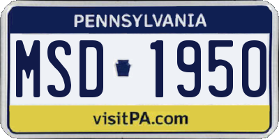 PA license plate MSD1950