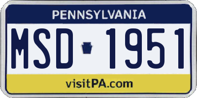 PA license plate MSD1951
