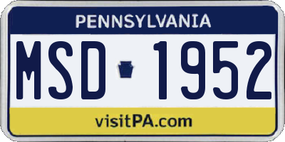 PA license plate MSD1952