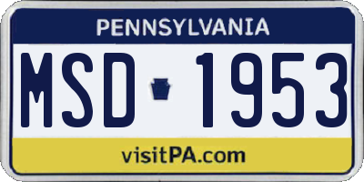 PA license plate MSD1953
