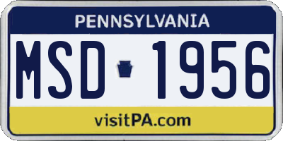 PA license plate MSD1956