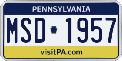 PA license plate MSD1957