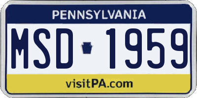 PA license plate MSD1959