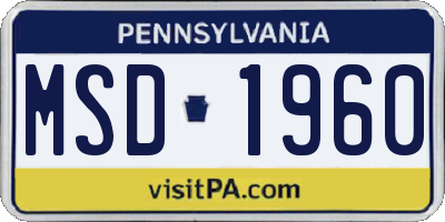 PA license plate MSD1960
