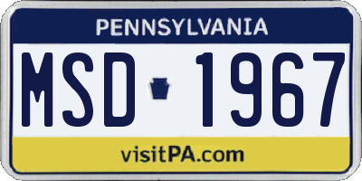 PA license plate MSD1967