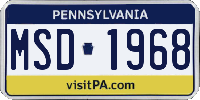 PA license plate MSD1968