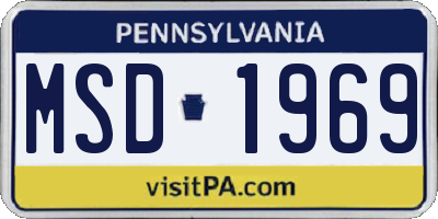 PA license plate MSD1969