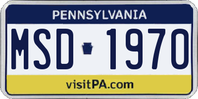 PA license plate MSD1970