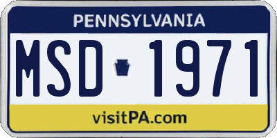 PA license plate MSD1971