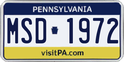 PA license plate MSD1972