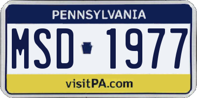 PA license plate MSD1977