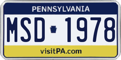 PA license plate MSD1978