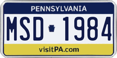 PA license plate MSD1984