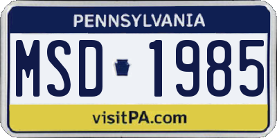 PA license plate MSD1985