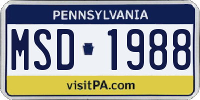 PA license plate MSD1988