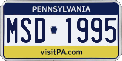 PA license plate MSD1995
