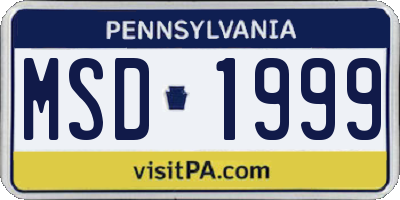 PA license plate MSD1999