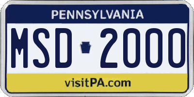 PA license plate MSD2000