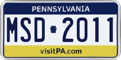 PA license plate MSD2011
