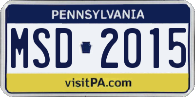 PA license plate MSD2015
