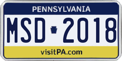PA license plate MSD2018