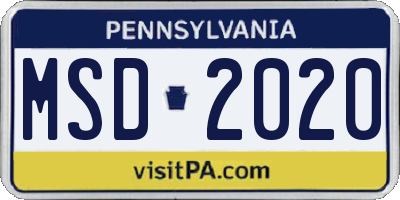 PA license plate MSD2020