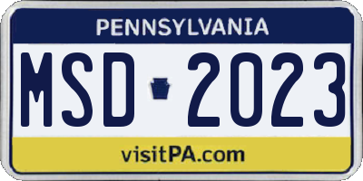 PA license plate MSD2023
