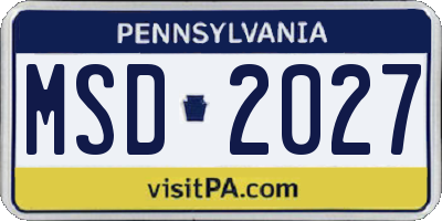 PA license plate MSD2027