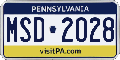 PA license plate MSD2028