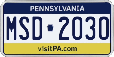 PA license plate MSD2030