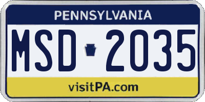 PA license plate MSD2035
