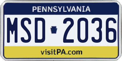 PA license plate MSD2036