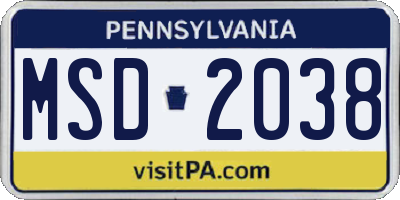 PA license plate MSD2038