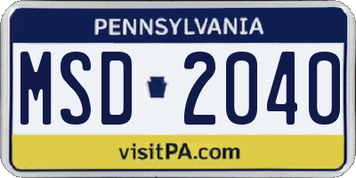 PA license plate MSD2040