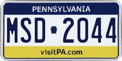 PA license plate MSD2044