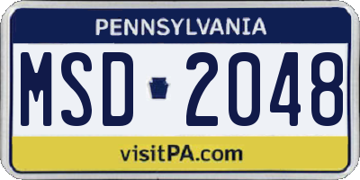 PA license plate MSD2048