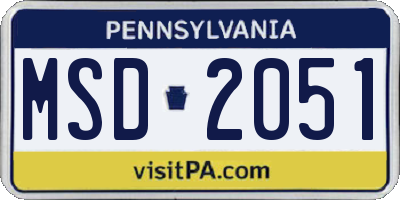 PA license plate MSD2051