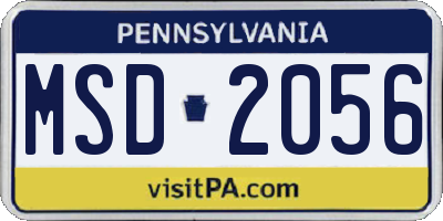 PA license plate MSD2056