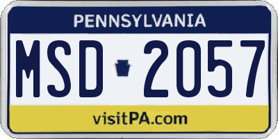 PA license plate MSD2057