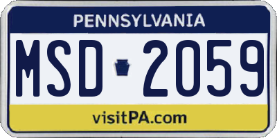 PA license plate MSD2059