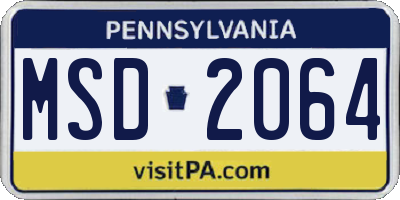 PA license plate MSD2064