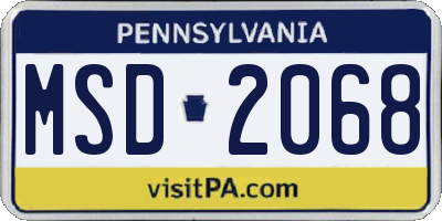 PA license plate MSD2068