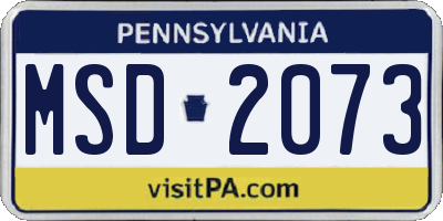 PA license plate MSD2073