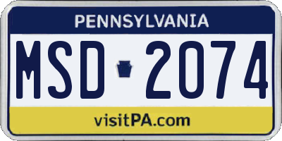 PA license plate MSD2074