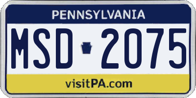 PA license plate MSD2075
