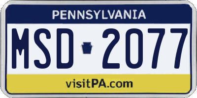 PA license plate MSD2077