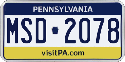 PA license plate MSD2078