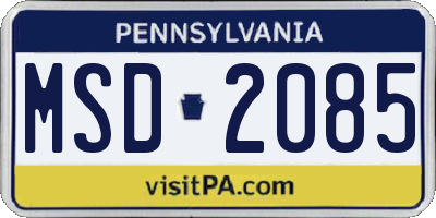 PA license plate MSD2085