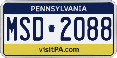 PA license plate MSD2088