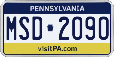 PA license plate MSD2090